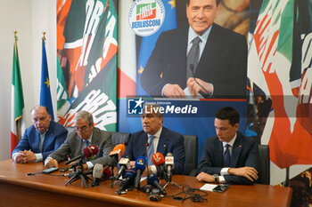 2023-08-02 - From left to right: Fulvio Martusciello, Maurizio Gasparri, Antonio Tajani, Stefano Benigni - FORZA ITALIA, PRESS CONFERENCE TO PRESENT 'AZZURRA LIBERTà - RETURN TO EVEREST' - NEWS - POLITICS