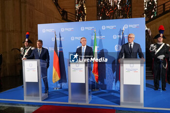 2023-10-30 - From left to right: Robert Habeck, Adolfo Urso, Bruno Le Maire - MINISTER ADOLFO URSO MET TODAY IN ROME WITH GERMAN MINISTER ROBERT HABECK AND FRENCH MINISTER BRUNO LE MAIRE - NEWS - POLITICS