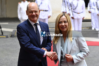  The Prime Minister, Giorgia Meloni, meets the Chancellor of the Federal Republic of Germany, Olaf Scholz - REPORTAGE - POLITICS