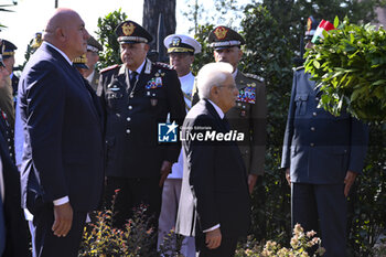 2023-09-08 - Sergio Mattarella during the laying of two wreaths on the occasion of the 80th Anniversary of the Defense of Rome, 8 September 2023, Porta San Paolo and Parco della Resistenza, Rome, Italy. - PRESIDENT OF THE REPUBLIC SERGIO MATTARELLA AT PORTA SAN PAOLO AND PARCO DELLA RESISTENZA - REPORTAGE - POLITICS