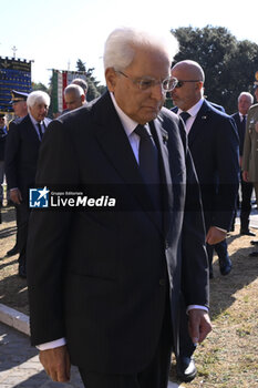 2023-09-08 - Sergio Mattarella during the laying of two wreaths on the occasion of the 80th Anniversary of the Defense of Rome, 8 September 2023, Porta San Paolo and Parco della Resistenza, Rome, Italy. - PRESIDENT OF THE REPUBLIC SERGIO MATTARELLA AT PORTA SAN PAOLO AND PARCO DELLA RESISTENZA - REPORTAGE - POLITICS