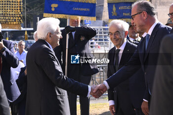 2023-09-08 - during the laying of two wreaths on the occasion of the 80th Anniversary of the Defense of Rome, 8 September 2023, Porta San Paolo and Parco della Resistenza, Rome, Italy. - PRESIDENT OF THE REPUBLIC SERGIO MATTARELLA AT PORTA SAN PAOLO AND PARCO DELLA RESISTENZA - REPORTAGE - POLITICS