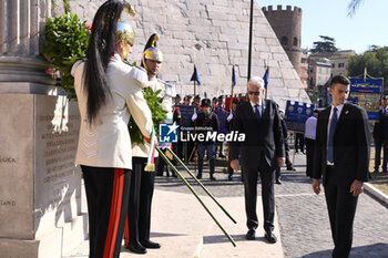2023-09-08 - During the laying of two wreaths on the occasion of the 80th Anniversary of the Defense of Rome, 8 September 2023, Porta San Paolo and Parco della Resistenza, Rome, Italy. - PRESIDENT OF THE REPUBLIC SERGIO MATTARELLA AT PORTA SAN PAOLO AND PARCO DELLA RESISTENZA - REPORTAGE - POLITICS