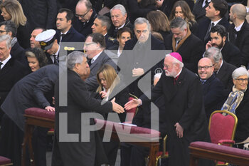 2023-01-05 - Italian Minister of Foreign Affairs and deputy Prime Minister Antonio Tajani during the Funeral Mass for the Pope Emeritus Benedict XVI on January 5, 2023 at St Peter's Basilica, Vatican City,  Vatican. - THE FUNERAL OF POPE EMERITUS BENEDICT XVI - NEWS - RELIGION