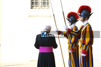 2023-08-17 - Leonardo Sapienza the regent of the Prefecture of the Papal Household during the visit of Andry Rajoelina, President of Madagascar, on August 17, 2023 at the Cortile di San Damaso, Vatican City, Rome, Italy. -  MEETING BETWEEN POPE FRANCIS AND ANDRY RAJOELINA, PRESIDENT OF MADAGASCAR - NEWS - RELIGION