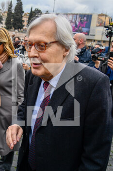 27/02/2023 - Vittorio Sgarbi during the funeral of Maurizio Costanzo at the Church of the Artists in Piazza del Popolo Rome Italy February 27 2023 - FUNERALE / FUNERAL OF MAURIZIO COSTANZO  - NEWS - VIP