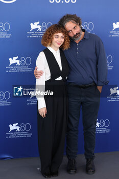 2023-09-01 - Italian actress Rebecca Antonaci and Italian director Saverio Costanzo attend a photocall for the movie 