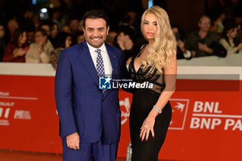 2023-10-22 - Gerolamo Cangiano and Valeria Marini attends the red carpet of the movie “Nuovo Olimpo” during the 18th Rome Film Festival at Auditorium Parco Della Musica on October 22, 2023 in Rome, Italy. - RED CARPET OF THE MOVIE “NUOVO OLIMPO” 18TH ROME FILM FESTIVAL AT AUDITORIUM PARCO DELLA MUSICA - NEWS - VIP