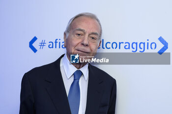 2023-11-21 - Gianni Letta, President of the #afiancodelcoraggio Jury, during the Photocall of the VI edition of the #afiancodelcoraggio literary award, promoted by Roche, which sees the short 