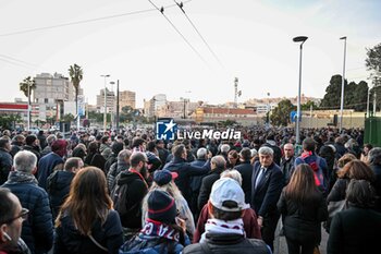 2024-01-24 - Tifosi, Fans, Supporters of Cagliari Calcio Following hearse - GIGI RIVA'S FUNERAL - NEWS - CHRONICLE