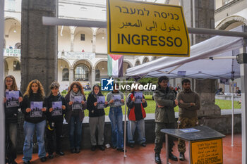 2024-11-21 - The flash-mob with the mock Israeli checkpoint set up by the students of the Political Ecology and Collettivi Autorganizzati Universitari collectives at the entrance to Porta di Massa, one of the seats of the Federico II University of Naples, 21 November 2024 - ITALY: NAPOLI, PRO-PALESTINE DEMONSTRATION  - NEWS - CHRONICLE