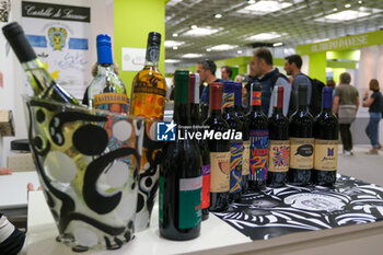 2024-04-14 - Exposition of Italian wine bottles at the 56th Edition of Vinitaly, Internation exposition of wine and Spirits in Verona fair on April 14, 2024 in Verona. Italy - 56TH EDITION OF VINITALY - INTERNATIONAL EXPO OF WINE AND SPIRITS - NEWS - EVENTS