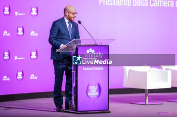 2024-04-14 - Italian President of the Chambers, Lorenzo Fontana during the opening ceremony of the 56th Edition of Vinitaly, Internation exposition of wine and Spirits in Verona fair on April 14, 2024 in Verona. Italy - 56TH EDITION OF VINITALY - INTERNATIONAL EXPO OF WINE AND SPIRITS - NEWS - EVENTS