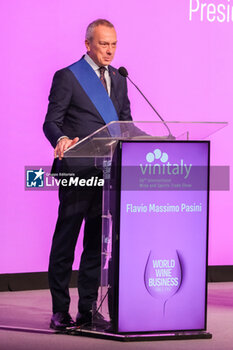 2024-04-14 - Flavio Massimo Pasini, president of Verona Province during the opening ceremony of the 56th Edition of Vinitaly, Internation exposition of wine and Spirits in Verona fair on April 14, 2024 in Verona. Italy - 56TH EDITION OF VINITALY - INTERNATIONAL EXPO OF WINE AND SPIRITS - NEWS - EVENTS