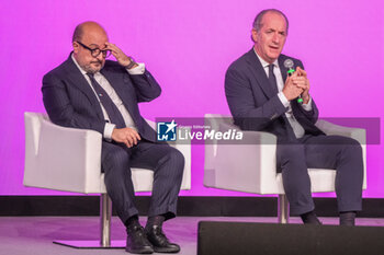 2024-04-14 - (L to R) Italian Minister of Culture, Gennaro Sangiuliano and Luca Zaia president of Veneto Region during the opening ceremony of the 56th Edition of Vinitaly, Internation exposition of wine and Spirits in Verona fair on April 14, 2024 in Verona. Italy - 56TH EDITION OF VINITALY - INTERNATIONAL EXPO OF WINE AND SPIRITS - NEWS - EVENTS