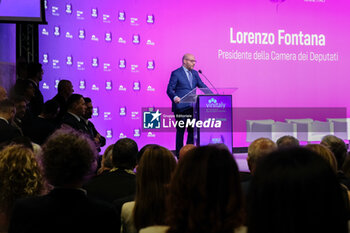 2024-04-14 - Italian President of the Chambers, Lorenzo Fontana speak to auditors during the opening ceremony of the 56th Edition of Vinitaly, Internation exposition of wine and Spirits in Verona fair on April 14, 2024 in Verona. Italy - 56TH EDITION OF VINITALY - INTERNATIONAL EXPO OF WINE AND SPIRITS - NEWS - EVENTS