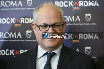 2024-04-24 - Roberto Gualtieri during the press conference to present the 14th edition of Rock in Roma 2024, Sala della Protomoteca, Campidoglio, 24 April 2024, Rome, Italy. - PRESS CONFERENCE ROCK IN ROMA 2024 - NEWS - EVENTS