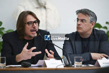 2024-04-24 - Maxmiliano Bucci and Daniele Mignardi during the press conference to present the 14th edition of Rock in Roma 2024, Sala della Protomoteca, Campidoglio, 24 April 2024, Rome, Italy. - PRESS CONFERENCE ROCK IN ROMA 2024 - NEWS - EVENTS