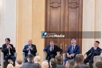 2024-05-17 - Simone Inzaghi, Giuseppe Marotta, Giuseppe Sala, Alessandro Antonello, Lautaro Martinez - AMBROGINO D'ORO AWARDING CEREMONY TO INTER - NEWS - EVENTS