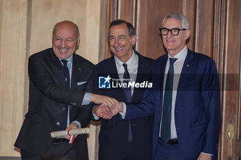 2024-05-17 - Giuseppe Marotta, Giuseppe Sala, Alessandro Antonello - AMBROGINO D'ORO AWARDING CEREMONY TO INTER - NEWS - EVENTS