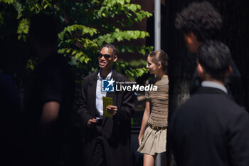 2024-06-17 - Alexandre Grimaldi and Savannah Hennessy are seen after the Gucci Men's Spring Summer 2025 Fashion Show during the Milan Fashion Week Menswear Spring/Summer 2025 at Triennale di Milano on June 17, 2024 in Milan, Italy. ©Photo: Cinzia Camela. - GUCCI - MEN'S SPRING SUMMER 2025 FASHION SHOW - CELEBRITIES - NEWS - FASHION