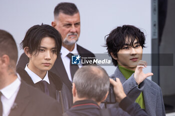 2024-09-19 - Heeseung and Jungwon from Enhypen arrive at the Prada fashion show during the Milan Womenswear Spring/Summer 2025 on September 19, 2024 in Milan, Italy. ©Photo: Cinzia Camela. - PRADA - ARRIVALS - MILAN FASHION WEEK - WOMENSWEAR SPRING/SUMMER 2025 - NEWS - FASHION