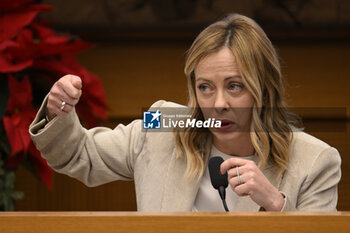 2024-01-04 - Giorgia Meloni during the press conference of the Prime Minister Giorgia Meloni, 4 January 2023, in the Chamber of Parliamentary Groups, Rome, Italy. - CONFERENZA STAMPA GIORGIA MELONI - NEWS - POLITICS