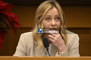 2024-01-04 - Giorgia Meloni during the press conference of the Prime Minister Giorgia Meloni, 4 January 2023, in the Chamber of Parliamentary Groups, Rome, Italy. - CONFERENZA STAMPA GIORGIA MELONI - NEWS - POLITICS