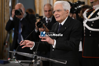 2024-02-01 - during, the meet with the Italian men's national tennis team, winner of the 2023 Davis Cup, 1 February 2024, at the Palazzo del Quirinale, Rome, Italy. - PRESIDENT SERGIO MATTARELLA MEETS THE ITALIAN MEN'S NATIONAL TENNIS TEAM, WINNER OF THE 2023 DAVIS CUP - NEWS - POLITICS