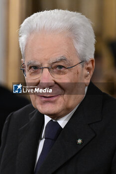 2024-02-01 - Sergio Mattarella during, the meet with the Italian men's national tennis team, winner of the 2023 Davis Cup, 1 February 2024, at the Palazzo del Quirinale, Rome, Italy. - PRESIDENT SERGIO MATTARELLA MEETS THE ITALIAN MEN'S NATIONAL TENNIS TEAM, WINNER OF THE 2023 DAVIS CUP - NEWS - POLITICS