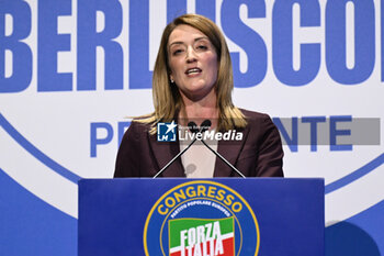 2024-02-24 - Roberta Metsola during the National Congress Forza Italia on 24 February 2024 at the Palazzo dei Congressi in Rome, Italy. -  NATIONAL CONGRESS FORZA ITALIA - NEWS - POLITICS