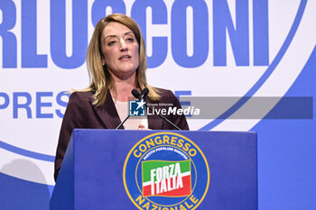 2024-02-24 - Roberta Metsola during the National Congress Forza Italia on 24 February 2024 at the Palazzo dei Congressi in Rome, Italy. -  NATIONAL CONGRESS FORZA ITALIA - NEWS - POLITICS