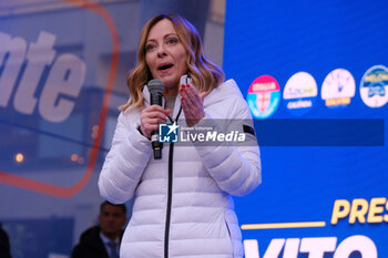 2024-04-19 - Italian Prime Minister and leader of Fratelli d'italia Giorgia Meloni During the concluding rally of the centre-right candidate for the Basilicata regional . - UNITED CENTRE-RIGHT RALLY REGIONAL BASILICATA - NEWS - POLITICS