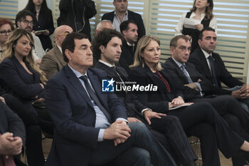 2024-05-02 - Senator of the Italian Republic and State Secretary at the Ministry of Labour and Social Policy Claudio Durigon during the presentation of the party leaga candidates in naples for the european elections 2024 - PRESENTATION OF THE PARTY LEAGA CANDIDATES IN NAPLES FOR THE EUROPEAN ELECTIONS 2024 - NEWS - POLITICS