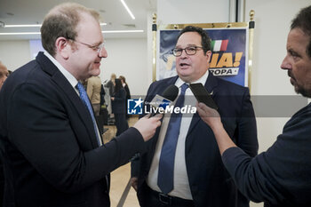 2024-05-02 - Senator of the Italian Republic and State Secretary at the Ministry of Labour and Social Policy Claudio Durigon during the presentation of the party leaga candidates in naples for the european elections 2024 - PRESENTATION OF THE PARTY LEAGA CANDIDATES IN NAPLES FOR THE EUROPEAN ELECTIONS 2024 - NEWS - POLITICS