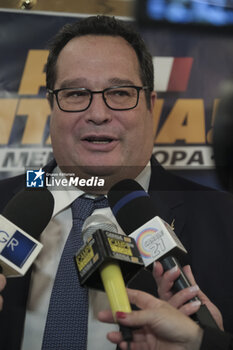 2024-05-02 - Senator of the Italian Republic and State Secretary at the Ministry of Labour and Social Policy Claudio Durigon during the presentation of the party leaga candidates in naples for the european elections 2024 - PRESENTATION OF THE PARTY LEAGA CANDIDATES IN NAPLES FOR THE EUROPEAN ELECTIONS 2024 - NEWS - POLITICS