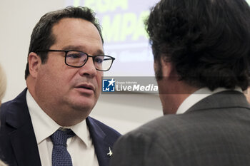 2024-05-02 - Senator of the Italian Republic and State Secretary at the Ministry of Labour and Social Policy Claudio Durigon during the presentation of the party leaga candidates in naples for the european elections 2024 - PRESENTATION OF THE PARTY LEAGA CANDIDATES IN NAPLES FOR THE EUROPEAN ELECTIONS 2024 - NEWS - POLITICS