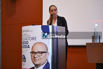 2024-05-16 - Arianna Meloni. Photo Gianluca Zuddas/LiveMedia. - SALVATORE DEIDDA'S EUROPEAN PARLIAMENT CANDIDACY PRESENTATION - NEWS - POLITICS