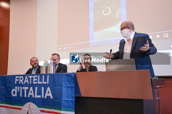 2024-05-16 - From right to left, Salvatore Deidda and Arianna Meloni. Photo Gianluca Zuddas/LiveMedia. - SALVATORE DEIDDA'S EUROPEAN PARLIAMENT CANDIDACY PRESENTATION - NEWS - POLITICS