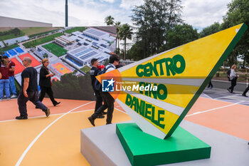 2024-05-28 - the inauguration of the 'Centro Pino Daniele' sports centre in Caivano, 300 metres from the Parco Verde, opening the sports facilities of the former Delphinia centre to the city. The 5-hectare sports centre will not only return the swimming pool to the city but will also have equipment for 44 sports disciplines, with 20 fields and playgrounds. The project involved Sport and Health, the Army and the Fiamme Oro of the State Police. A 500-seat theatre and an amphitheatre for 1,000 people will also be built. The urban park will be named after Rosario Livatino. - PRIME MINISTER GIORGIA MELONI IN CAIVANO - NEWS - POLITICS