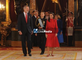 2024-10-12 - Spanish King Felipe VI and Queen Letizia with Princess Leonor de Borbon attending a reception at RoyalPalace during the known as Dia de la Hispanidad, Spain's National Day, in Madrid, on Saturday 12, October 2024 Cordon Press - SPANISH KING FELIPE VI AND QUEEN LETIZIA WITH PRINCESS LEONOR DE BORBON ATTENDING A RECEPTION AT ROYALPALACE DURING THE KNOWN AS DIA DE LA HISPANIDAD, SPAIN'S NATIONAL DAY, IN MADRID, ON SATURDAY 12, OCTOBER 2024 - NEWS - POLITICS