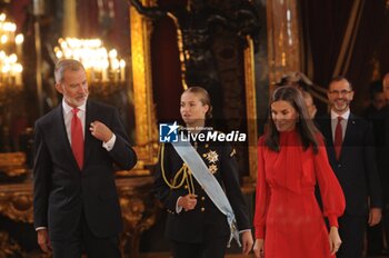 2024-10-12 - Spanish King Felipe VI and Queen Letizia with Princess Leonor de Borbon attending a reception at RoyalPalace during the known as Dia de la Hispanidad, Spain's National Day, in Madrid, on Saturday 12, October 2024 Cordon Press - SPANISH KING FELIPE VI AND QUEEN LETIZIA WITH PRINCESS LEONOR DE BORBON ATTENDING A RECEPTION AT ROYALPALACE DURING THE KNOWN AS DIA DE LA HISPANIDAD, SPAIN'S NATIONAL DAY, IN MADRID, ON SATURDAY 12, OCTOBER 2024 - NEWS - POLITICS