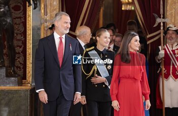 2024-10-12 - Spanish King Felipe VI and Queen Letizia with Princess Leonor de Borbon attending a reception at RoyalPalace during the known as Dia de la Hispanidad, Spain's National Day, in Madrid, on Saturday 12, October 2024 Cordon Press - SPANISH KING FELIPE VI AND QUEEN LETIZIA WITH PRINCESS LEONOR DE BORBON ATTENDING A RECEPTION AT ROYALPALACE DURING THE KNOWN AS DIA DE LA HISPANIDAD, SPAIN'S NATIONAL DAY, IN MADRID, ON SATURDAY 12, OCTOBER 2024 - NEWS - POLITICS