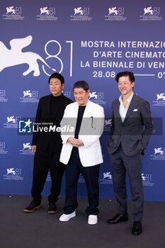 2024-09-06 - (L-R) Nao Omori, Director Takeshi Kitano and Tadanobu Asano attend the 