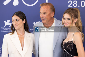 2024-09-07 - (L-R) Isabelle Fuhrman, Director Kevin Costner and Georgia MacPhail attend the 