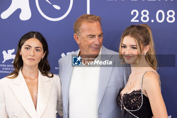 2024-09-07 - (L-R) Isabelle Fuhrman, Director Kevin Costner and Georgia MacPhail attend the 