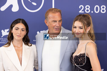 2024-09-07 - (L-R) Isabelle Fuhrman, Director Kevin Costner and Georgia MacPhail attend the 