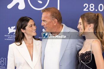 2024-09-07 - (L-R) Isabelle Fuhrman, Director Kevin Costner and Georgia MacPhail attend the 