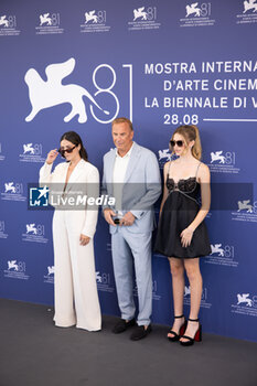 2024-09-07 - (L-R) Isabelle Fuhrman, Director Kevin Costner and Georgia MacPhail attend the 