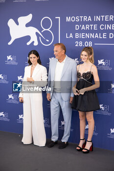 2024-09-07 - (L-R) Isabelle Fuhrman, Director Kevin Costner and Georgia MacPhail attend the 